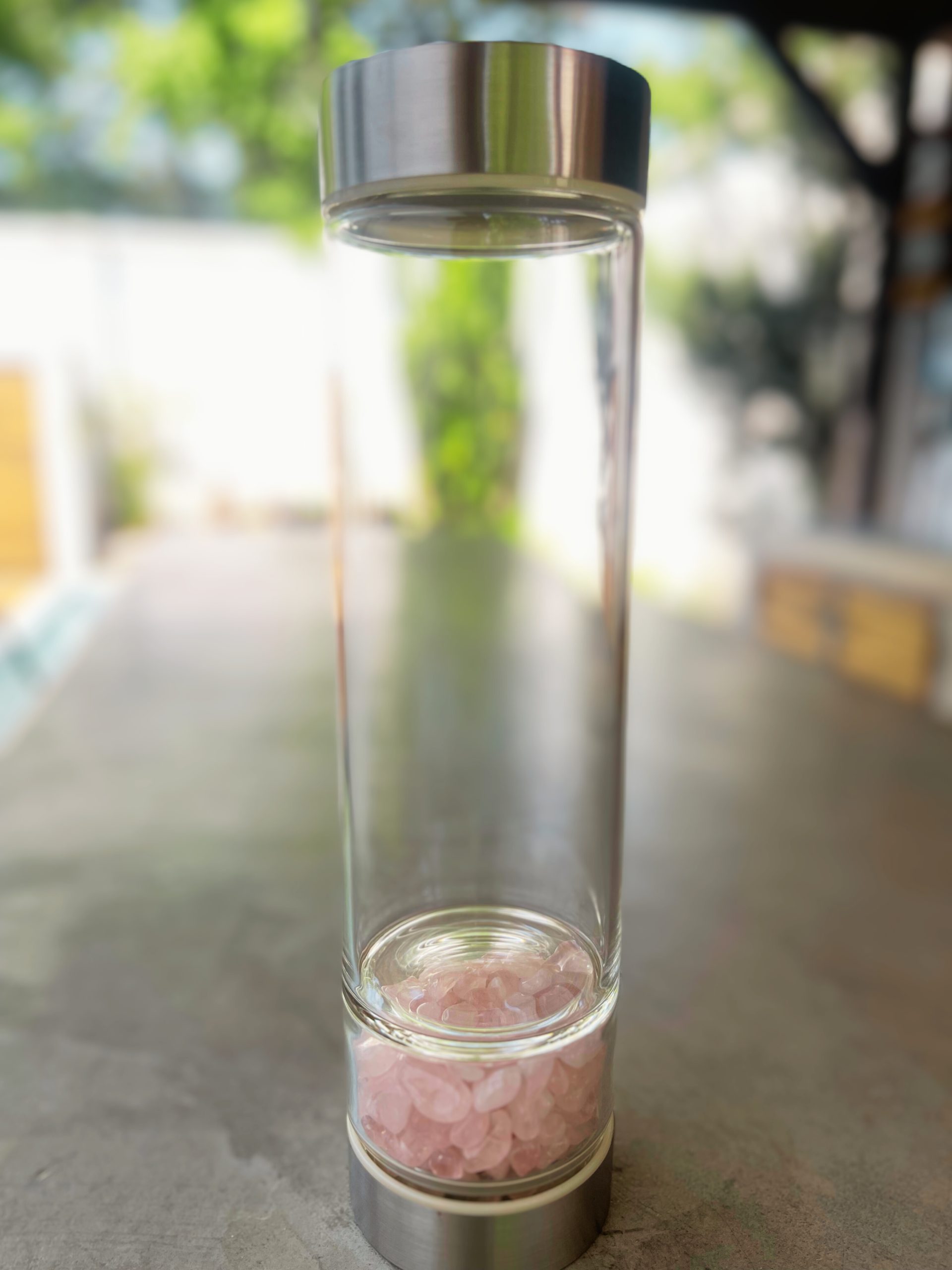 Botella cuarzo rosa - Editado